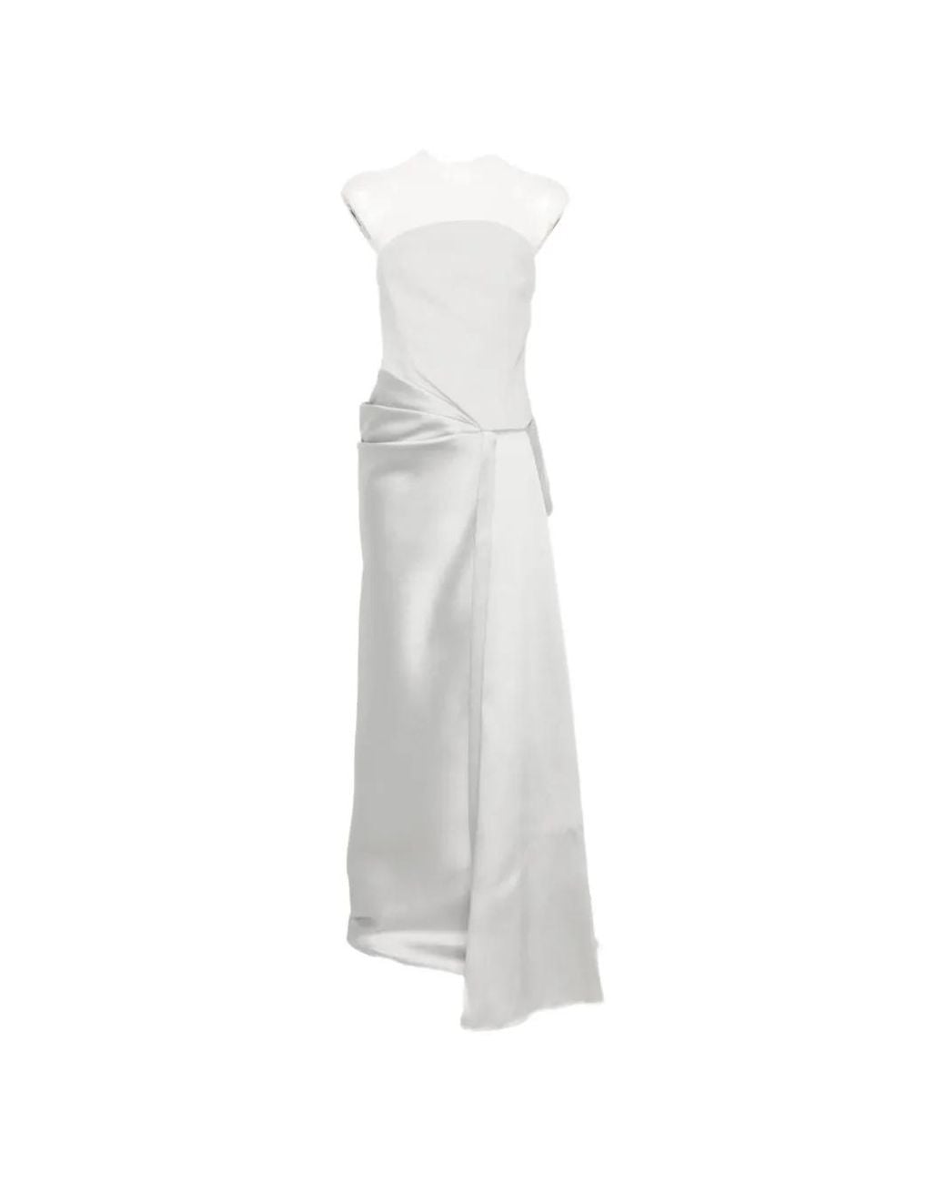 Solace London White Seri Strapless Draped Maxi Dress