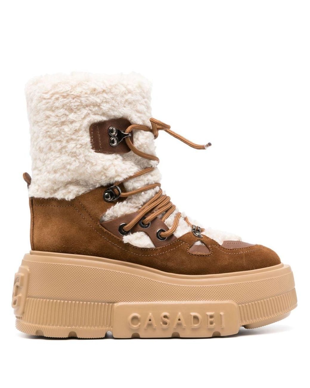 Casadei Stivali Polacco Shearling-lining Boots in Natural | Lyst
