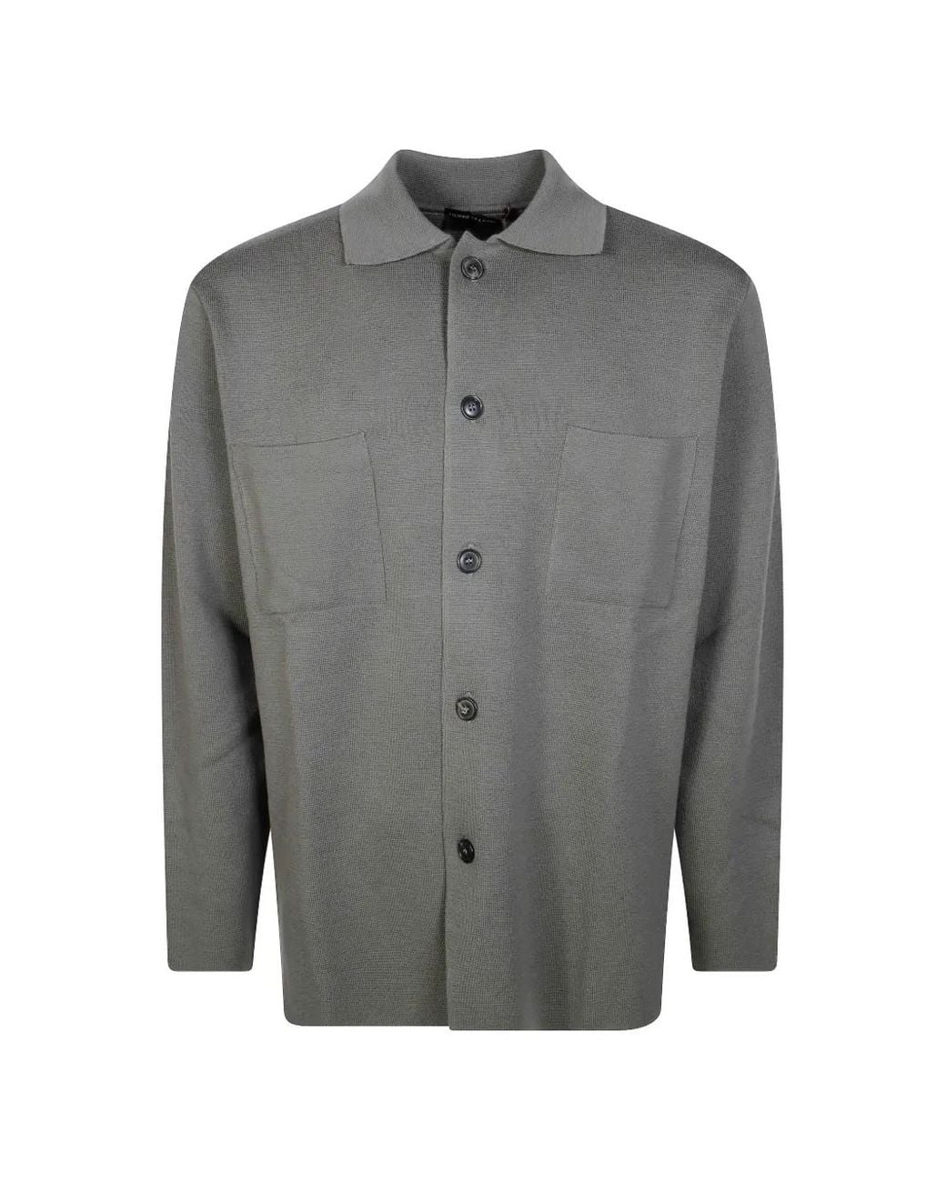 FILIPPO DE LAURENTIIS Gray Button-Down Chest-Pocket Overshirt for men