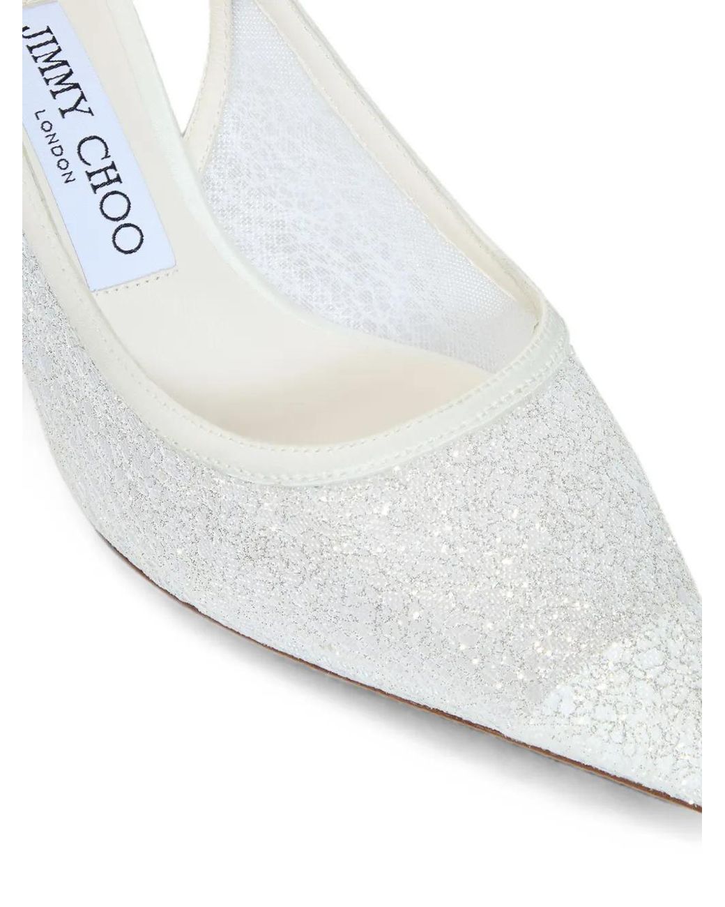 Jimmy Choo White Love Sling Back 65 Ivory Candyfloss Glitter Slingbacks Pumps