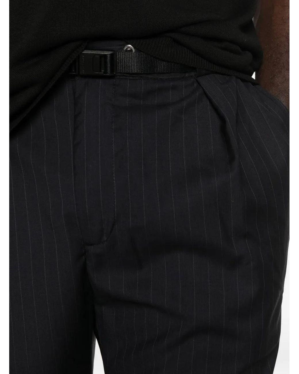 White Sand Black Pinstriped Cordura Pants for men