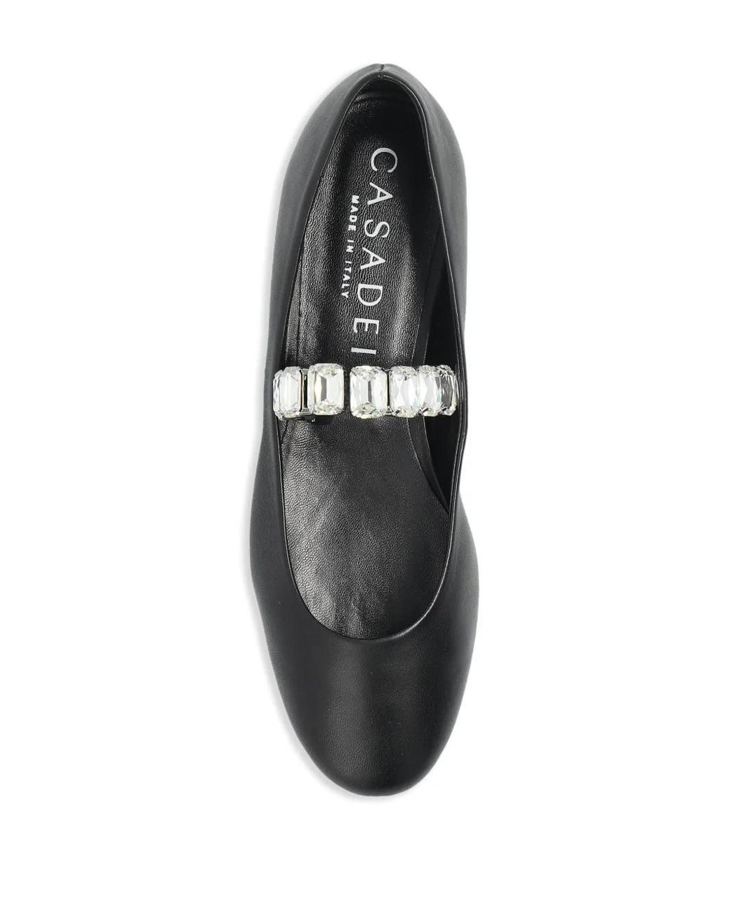 Casadei Black Crystal-Embellished Ballet Flats