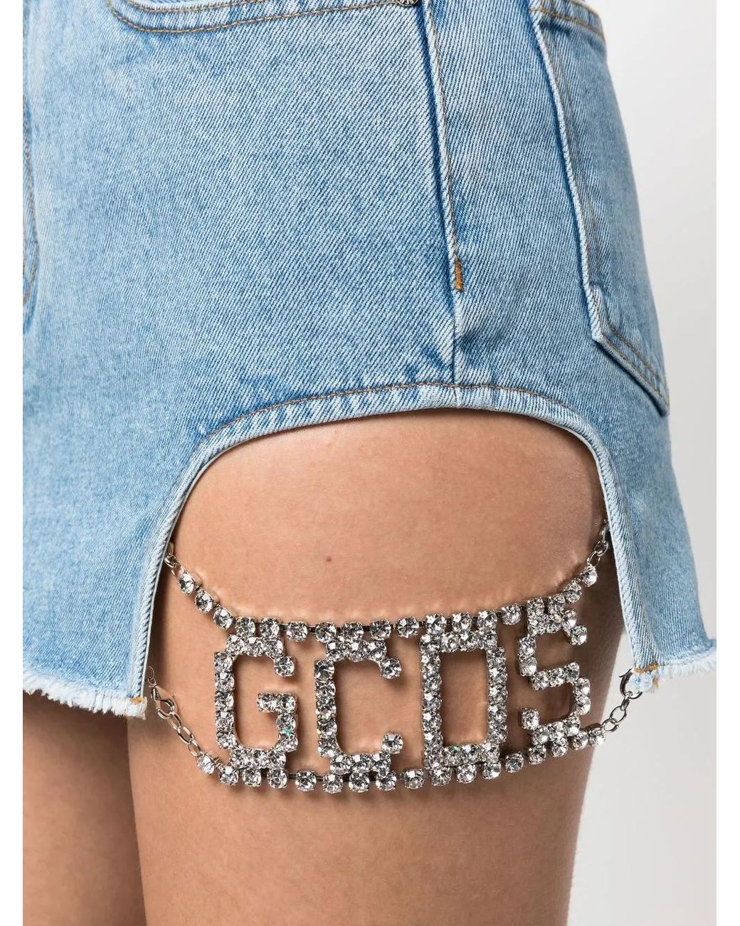 Gcds Blue Denim Mini Skirt