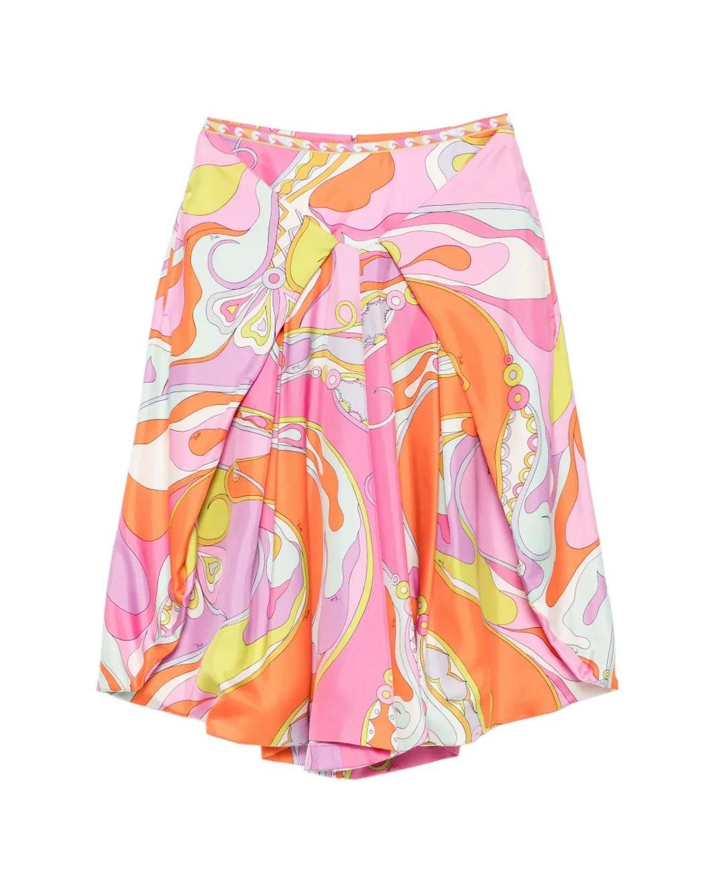 Emilio Pucci White Orchidee Print Wide Silk Pants
