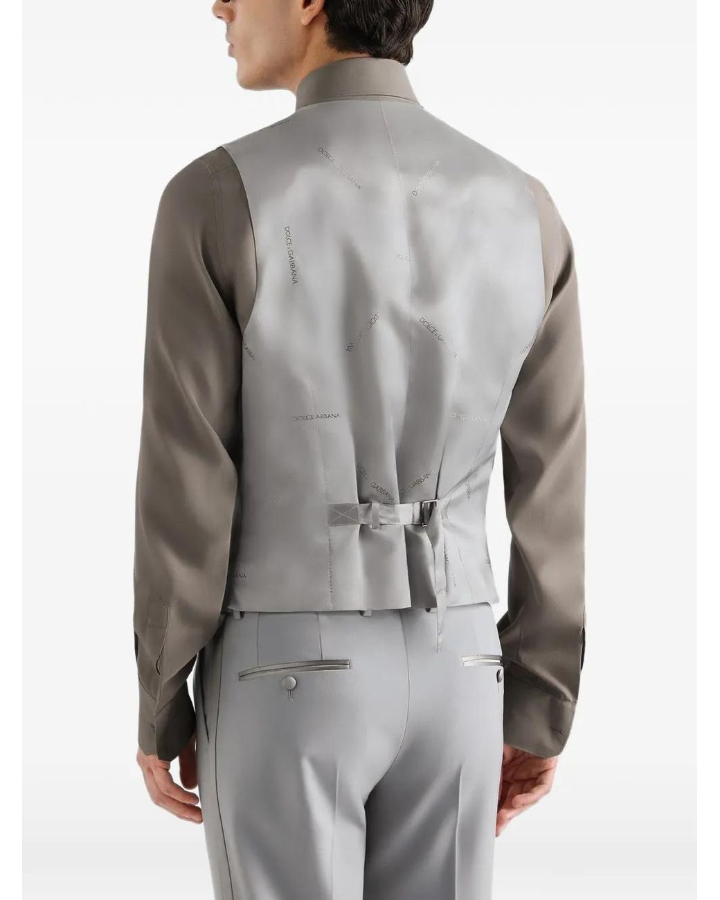 Dolce & Gabbana Gray Micro-Rib Tuxedo Vest for men