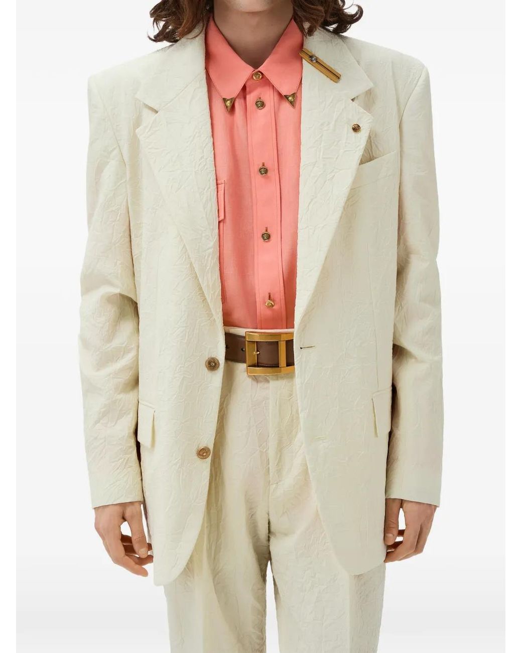 Versace Natural Wool Creased Blazer for men