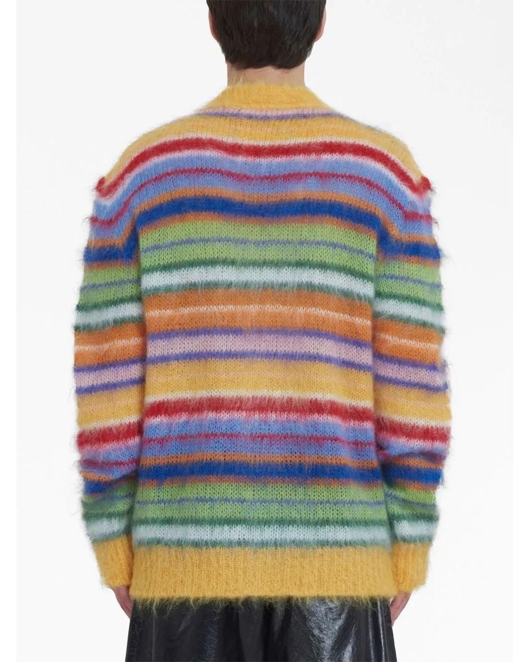 Marni Blue Striped Buttoned-Up Cardigan for men