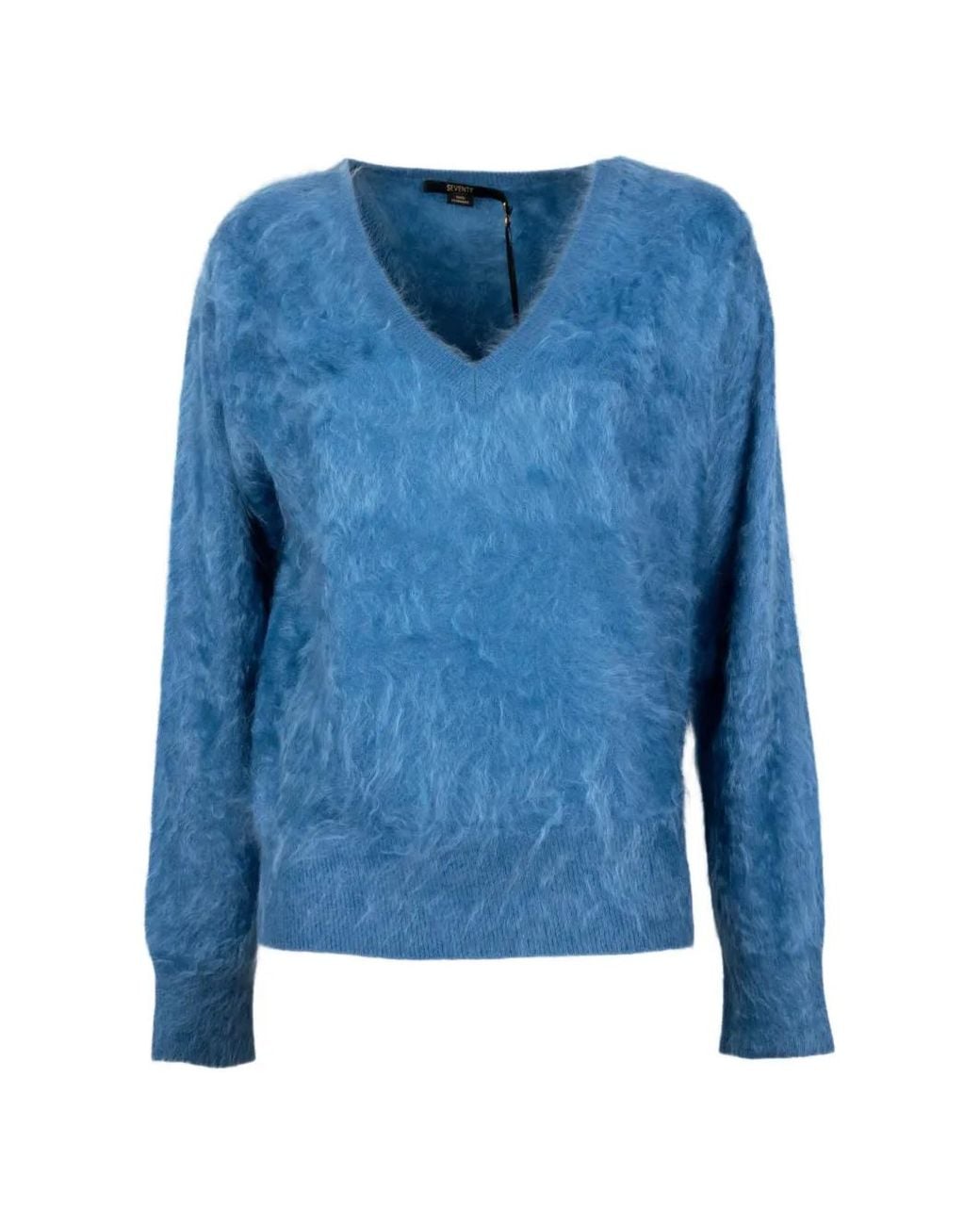 Seventy Blue Brushed V-Neck Sweater