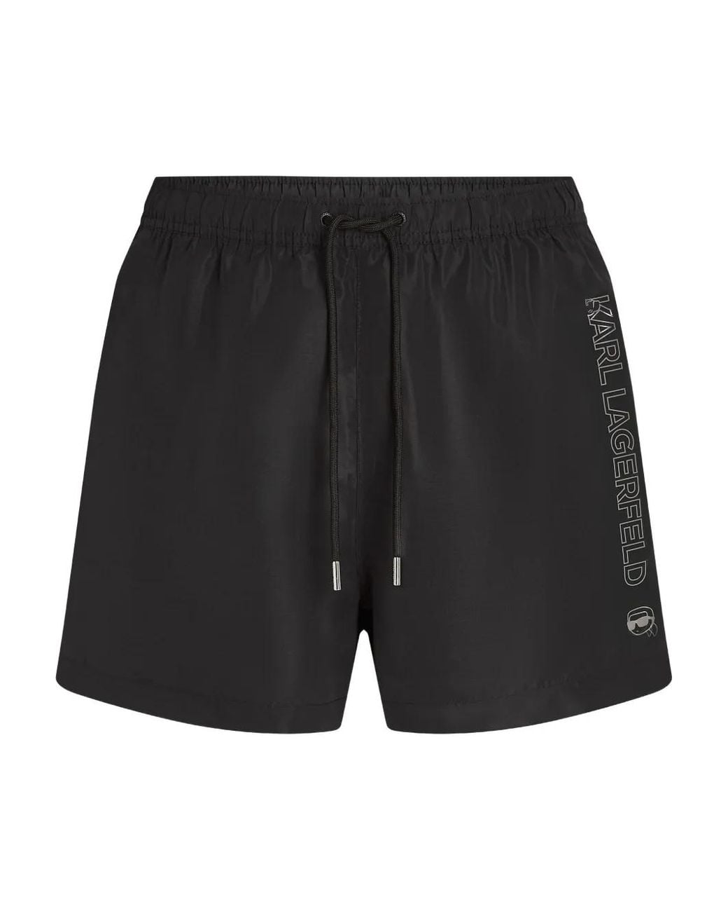 Karl Lagerfeld Black Ikon Logo-Print Swim Shorts for men