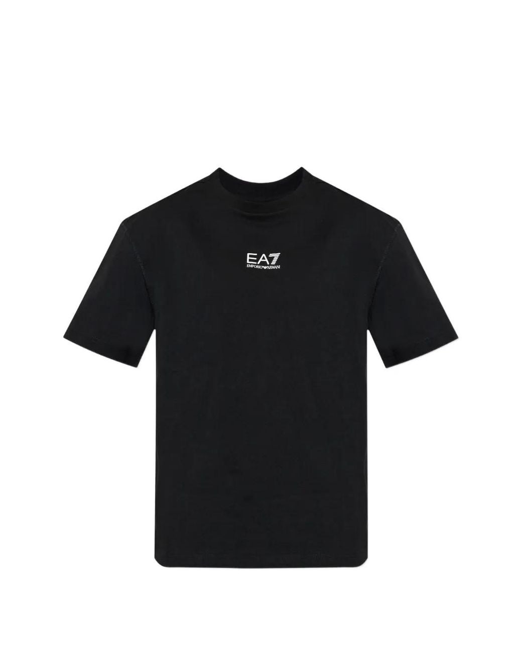 EA7 Black Lohgo-Print T-Shirt for men