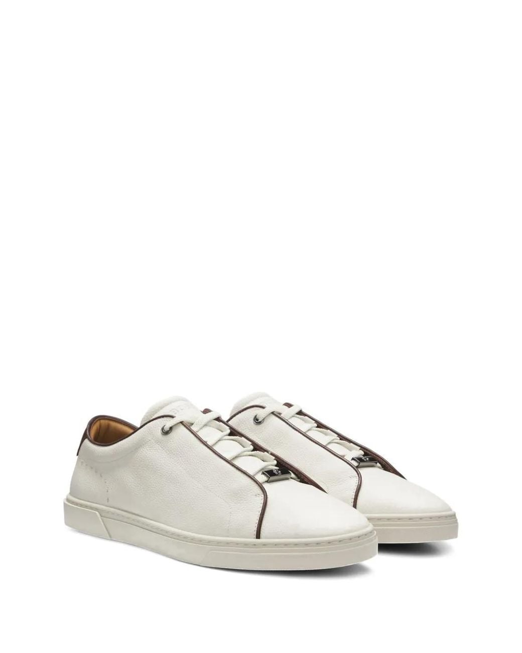 Boss White Baskets Gary En Cuir Italien Grainé for men