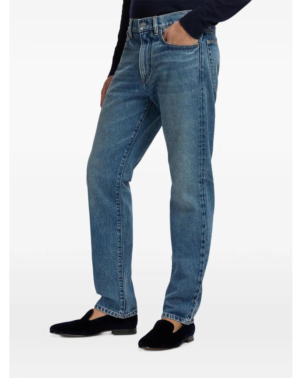Ralph Lauren Blue Faded Straight-Leg Jeans for men