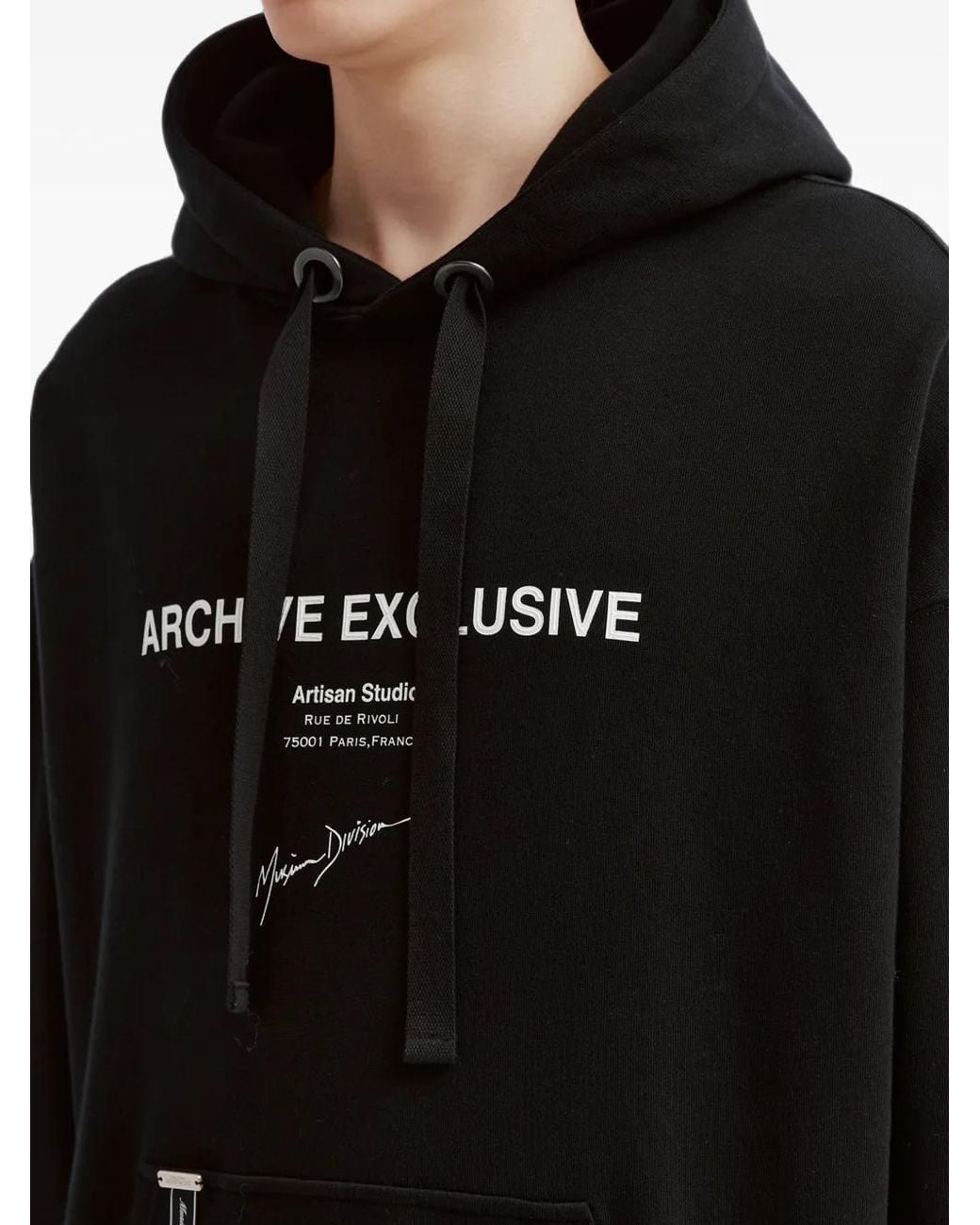 Musium Div. Black Graphic-Print Logo Hoodie for men