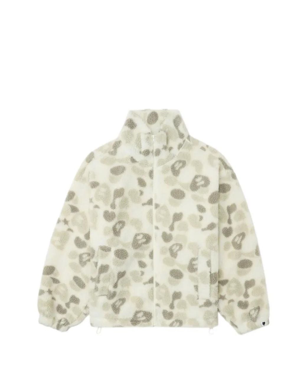 A Bathing Ape White Printed Zip-Up Fleece Jacket