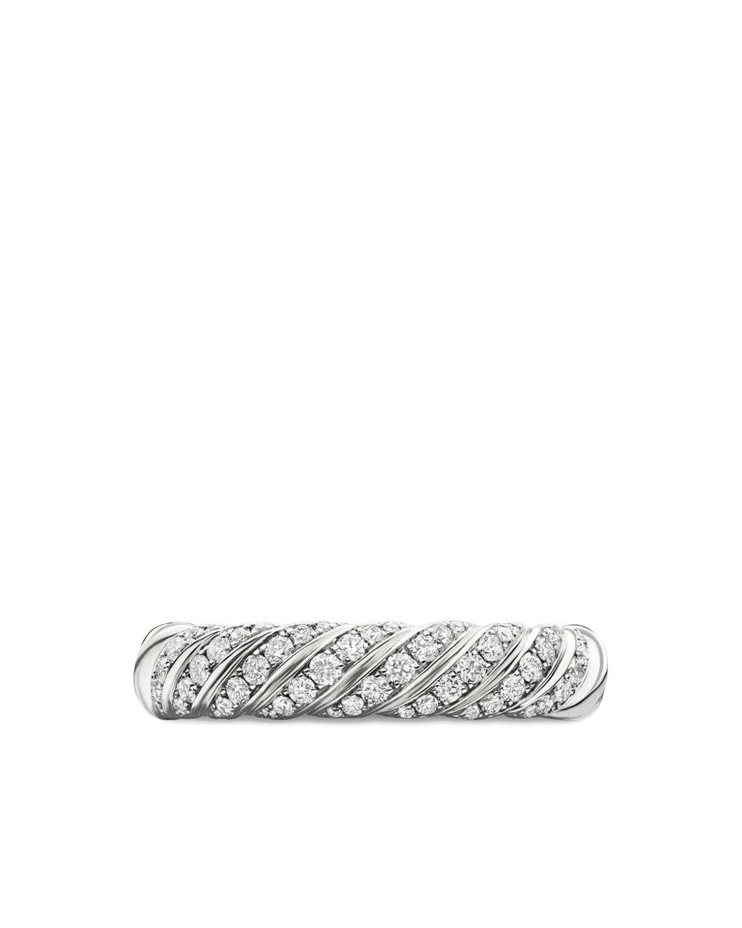 David Yurman White 18Kt Sculpted Cable Diamond Band Ring (4.6Mm)