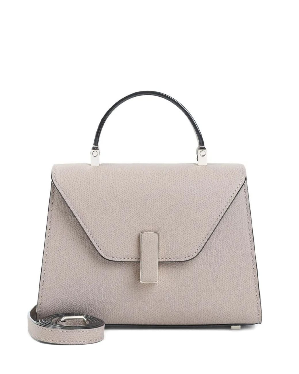Valextra Gray Structured Flap Handbag