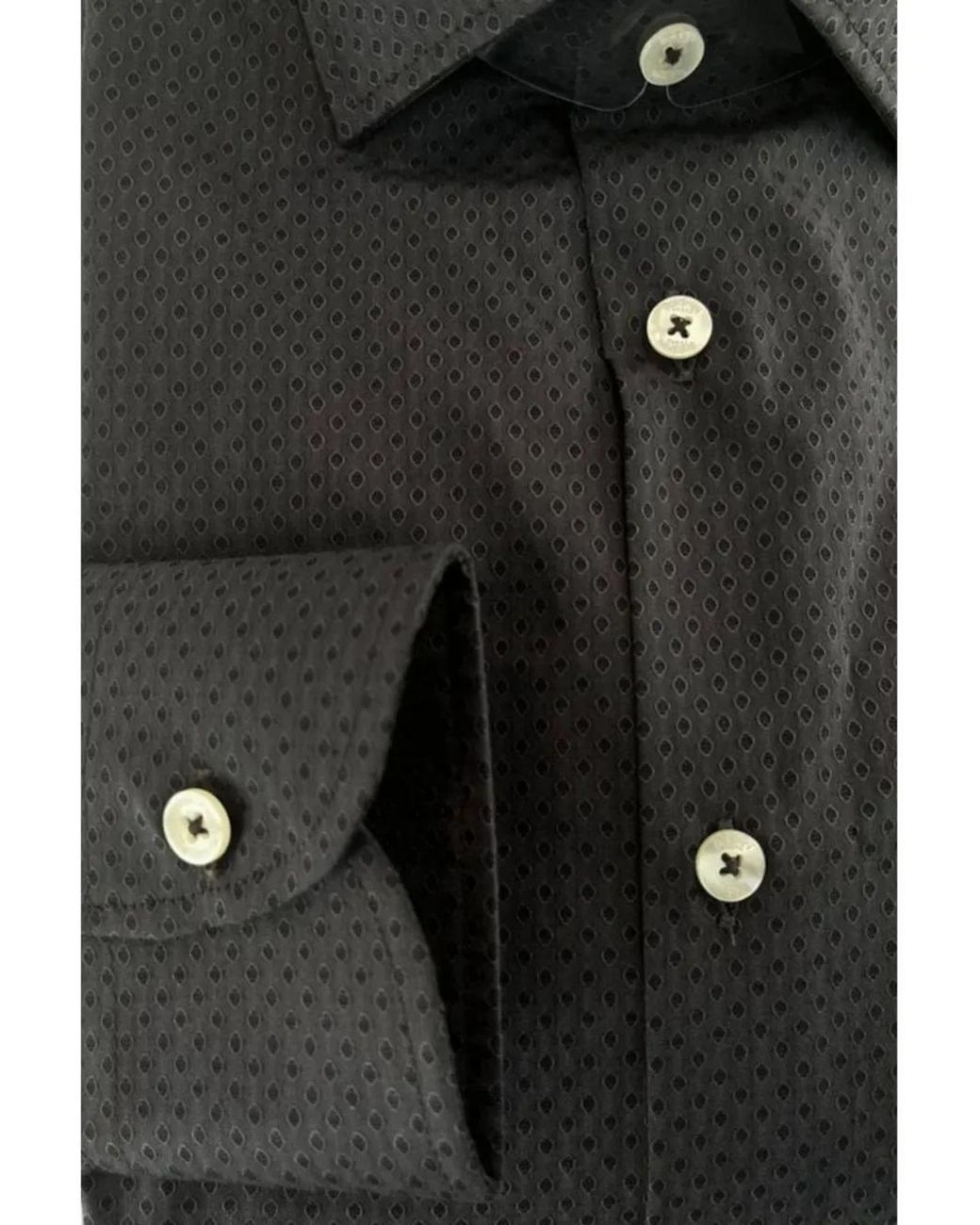 Baldinini Black Micro-Patterned Cotton Shirt for men