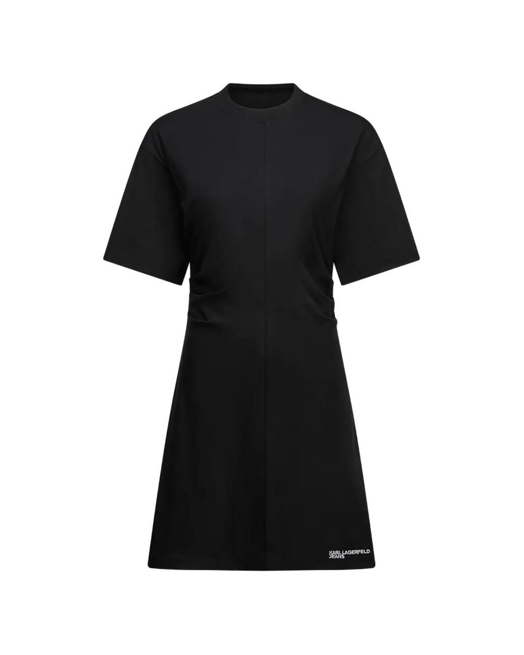 Karl Lagerfeld Black Gathered T-Shirt Mini Dress