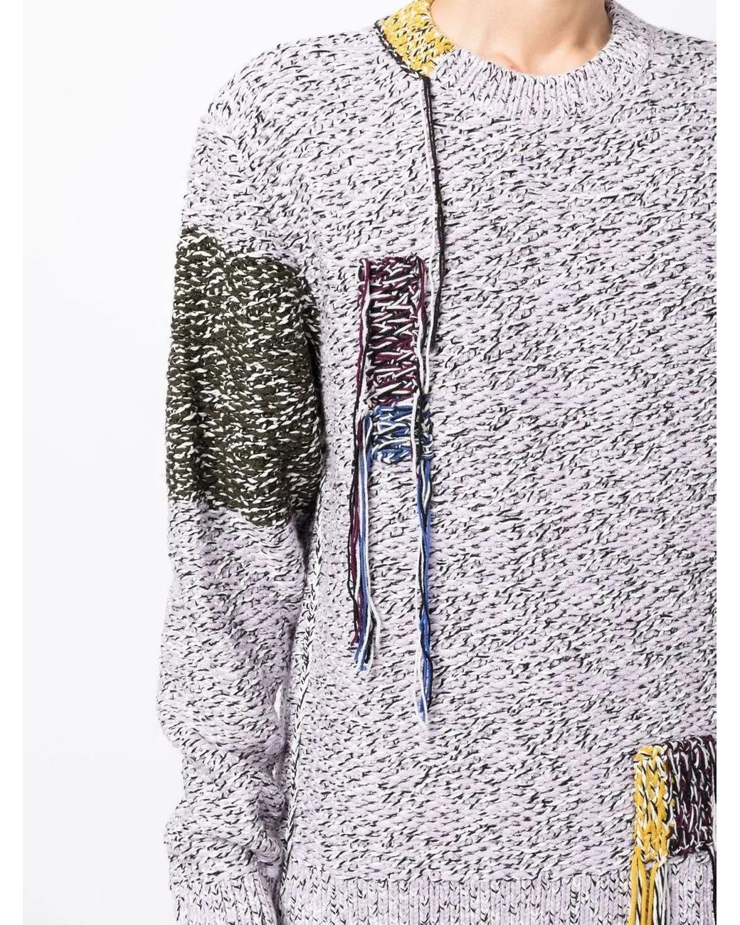 OAMC Purple Fringed Marl-Knit Jumper for men