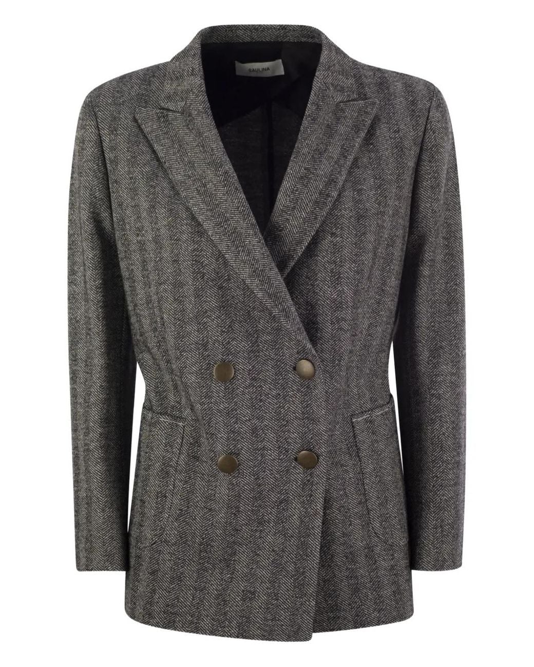 SAULINA Black Assunta Herringbone Blazer