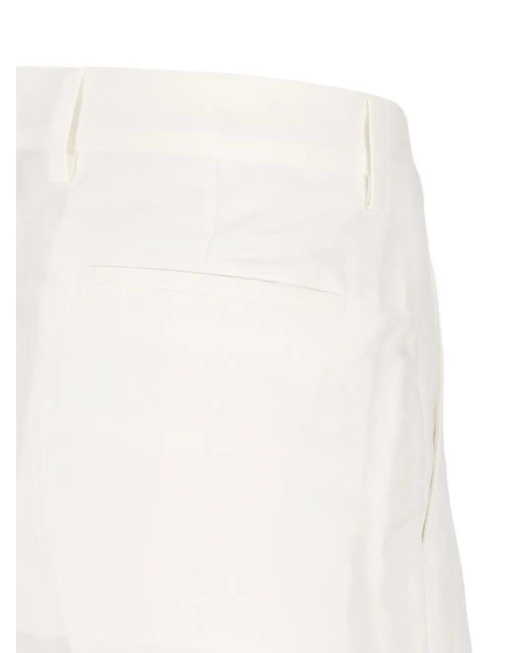 Brunello Cucinelli White Pleated Tailored Trousers for men