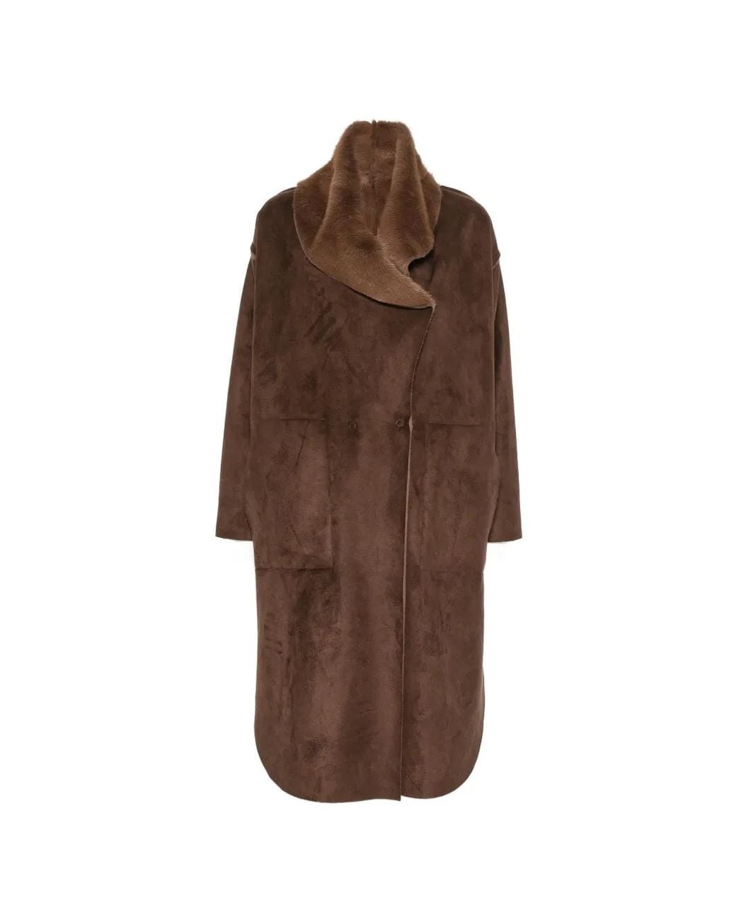 Collection Privée Brown Faux-Shearling Oversized Coat