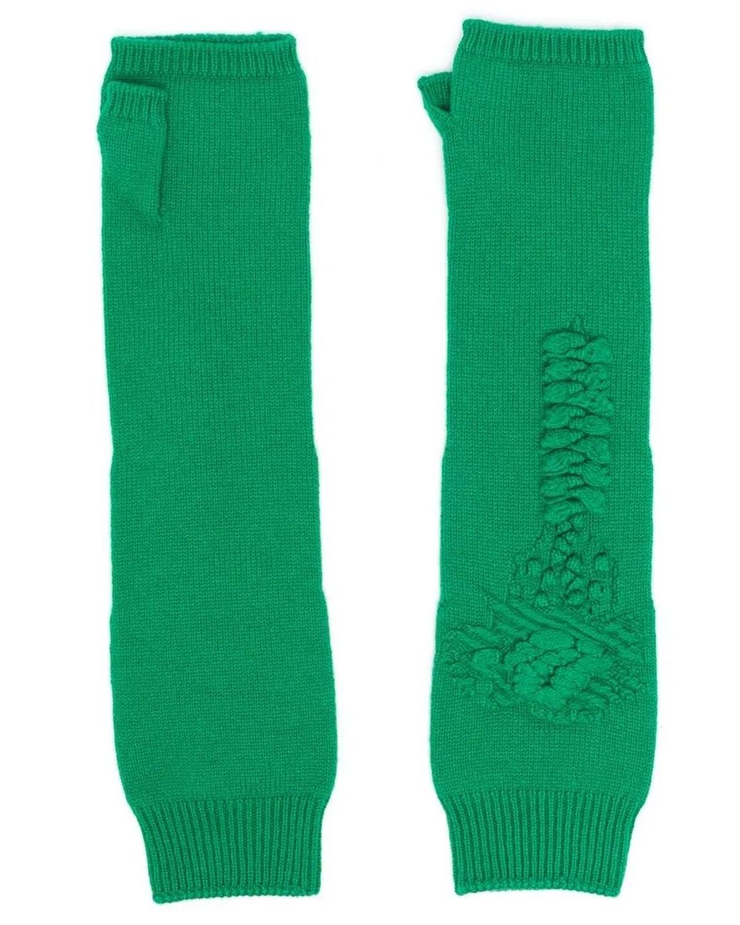 Barrie Green Cashmere Fingerless Mittens