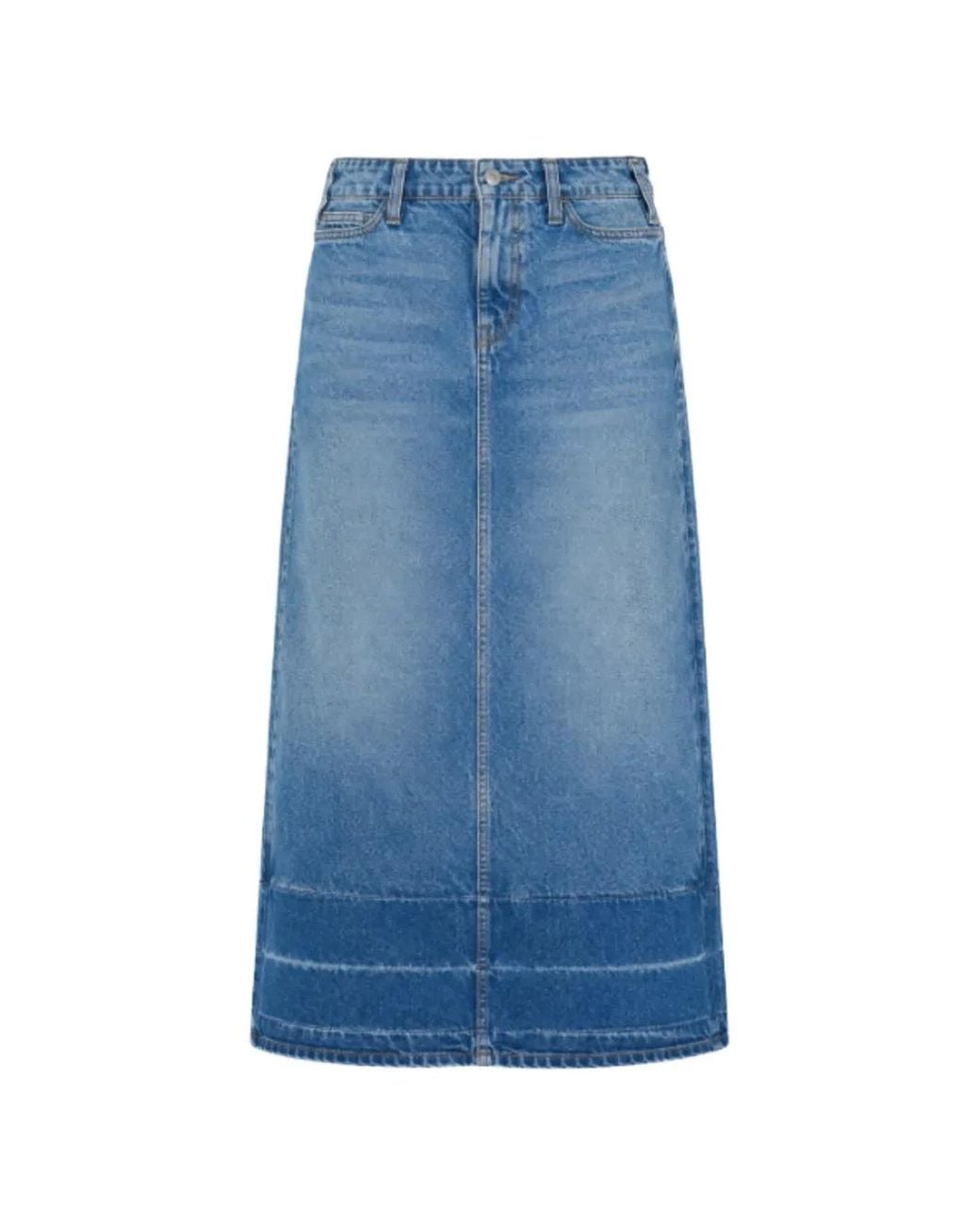 Mother Blue Snacks! The Fortune Cookie Denim Midi Skirt