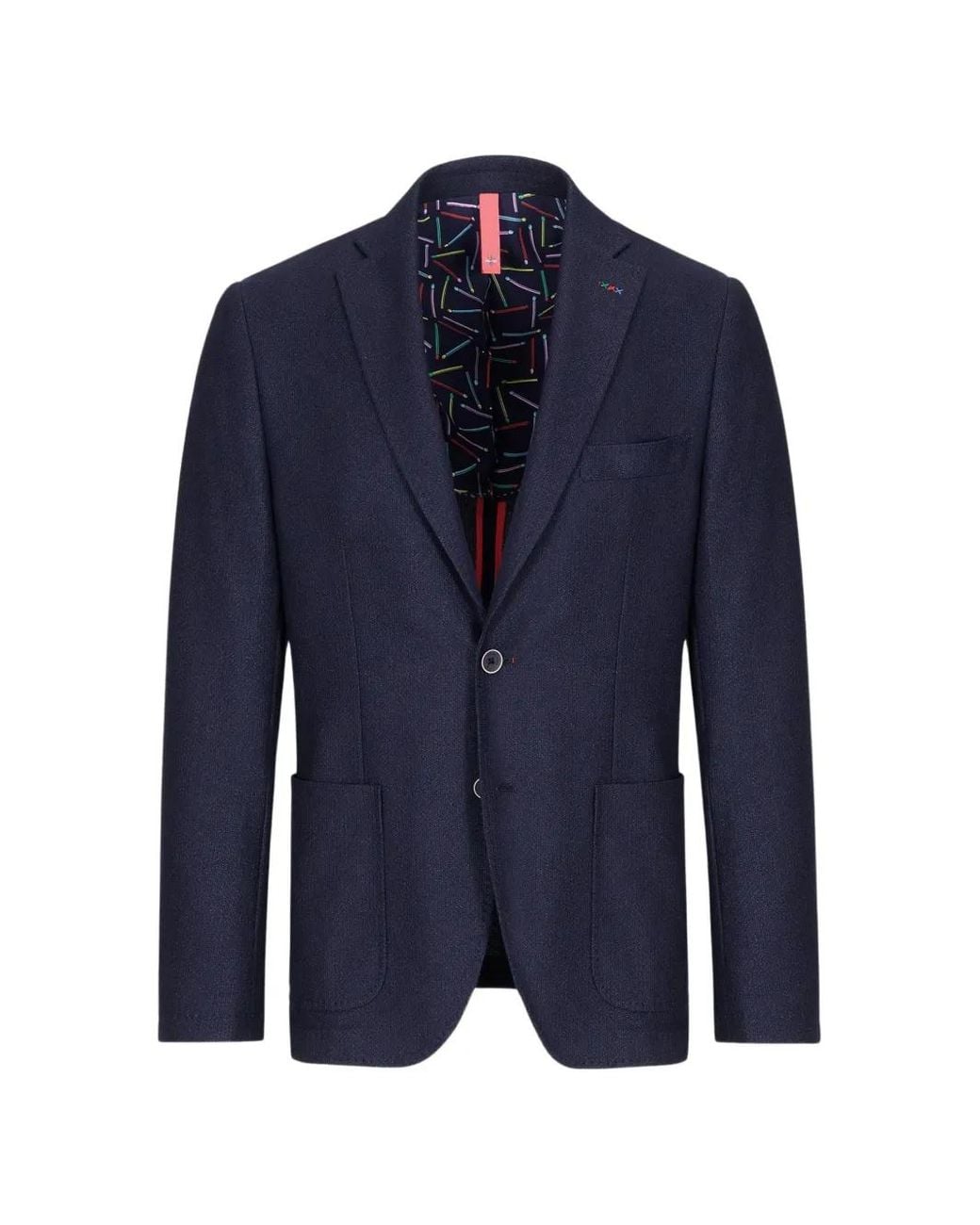 Manuel Ritz Blue Single-Breasted Notched-Lapel Blazer for men