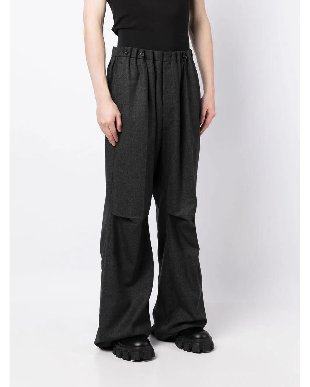Raf Simons Black High-Waisted Wide-Leg Wool Trousers for men