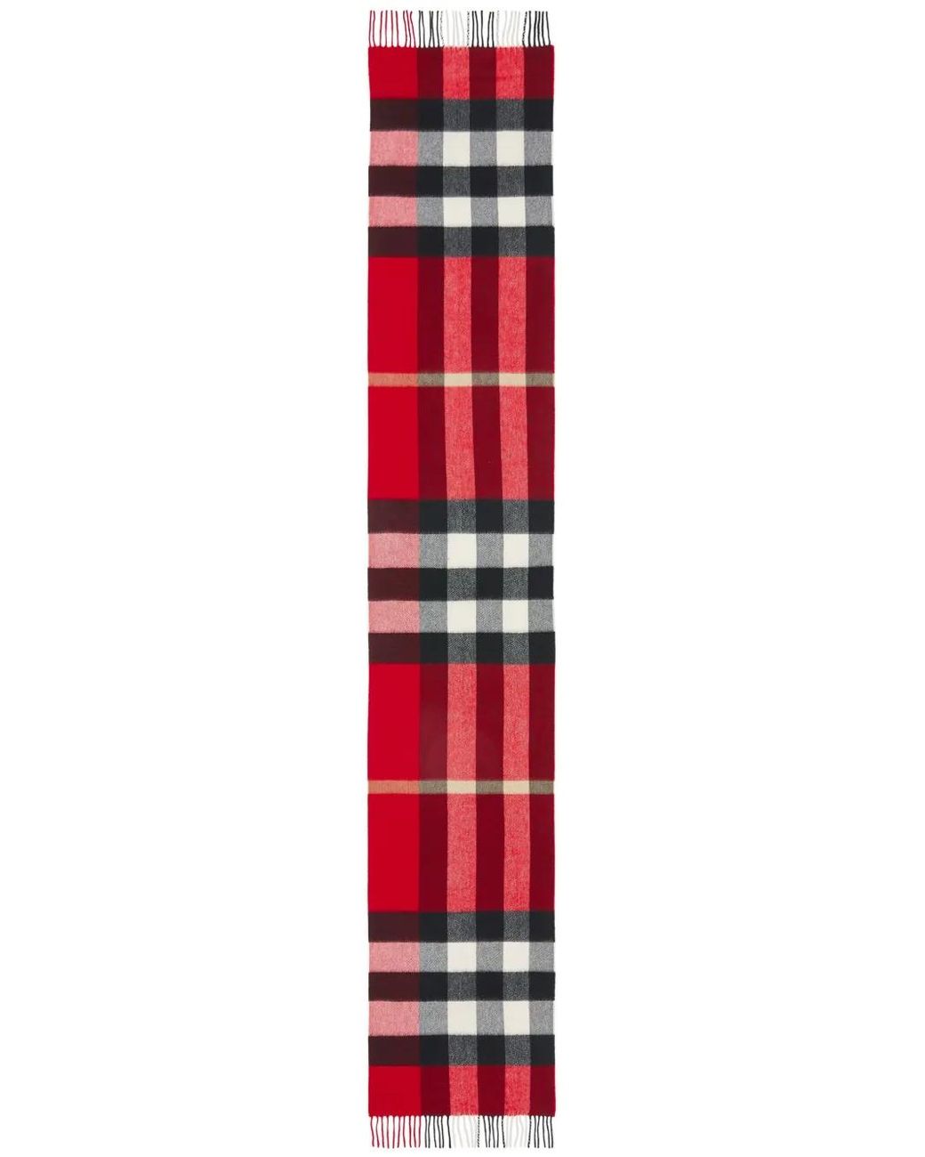 Burberry Red The Classic Check-Pattern Fringed-Trim Scarf