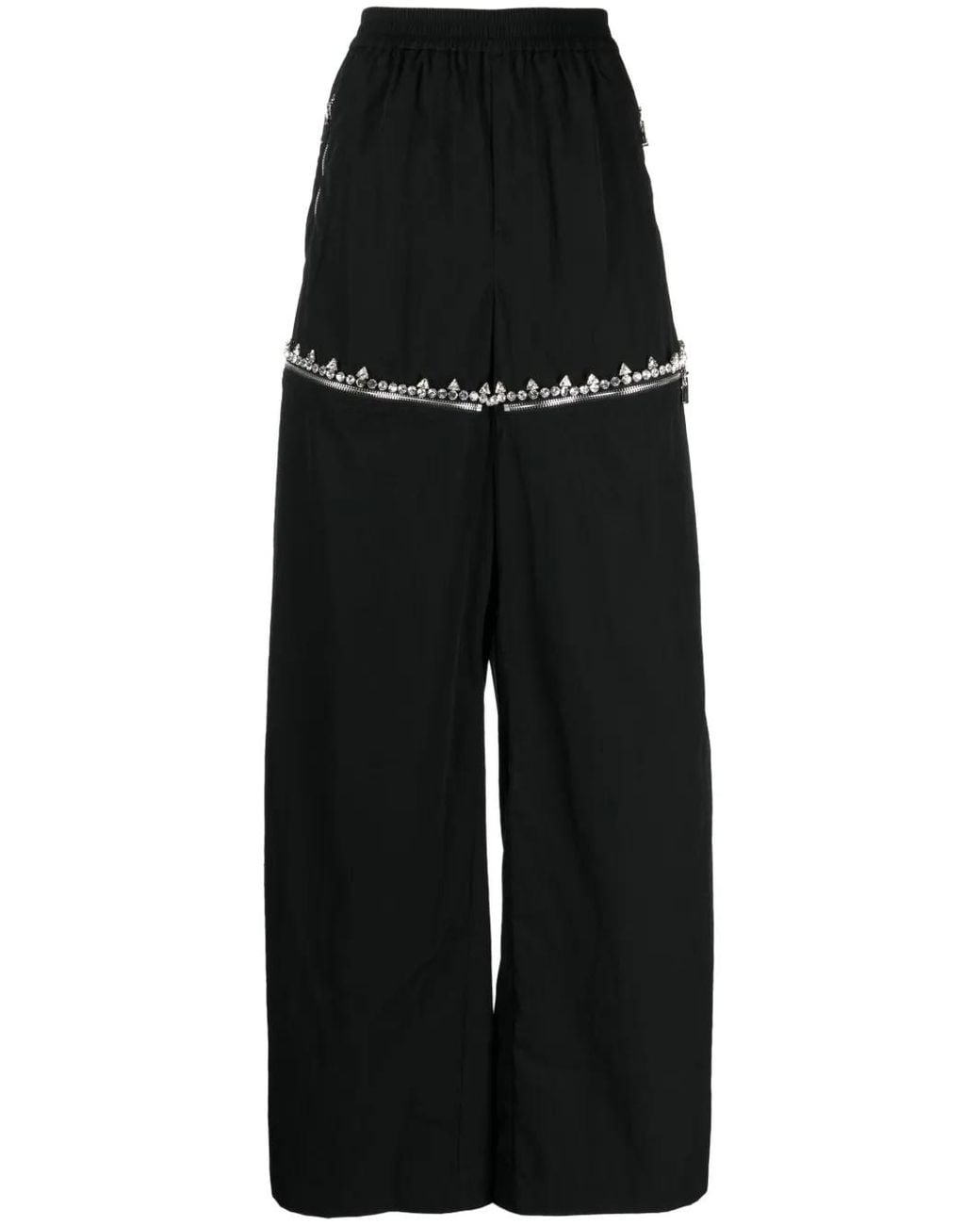 Area Black Crystal-embellished Wide-leg Trousers