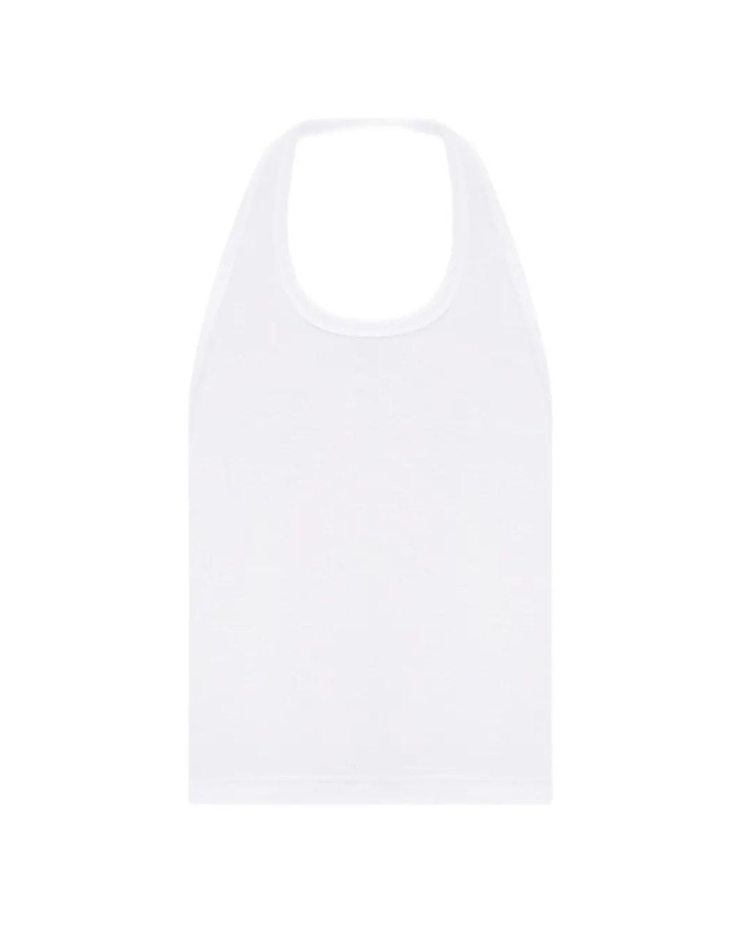 Vetements White Halter Cotton Tank Top