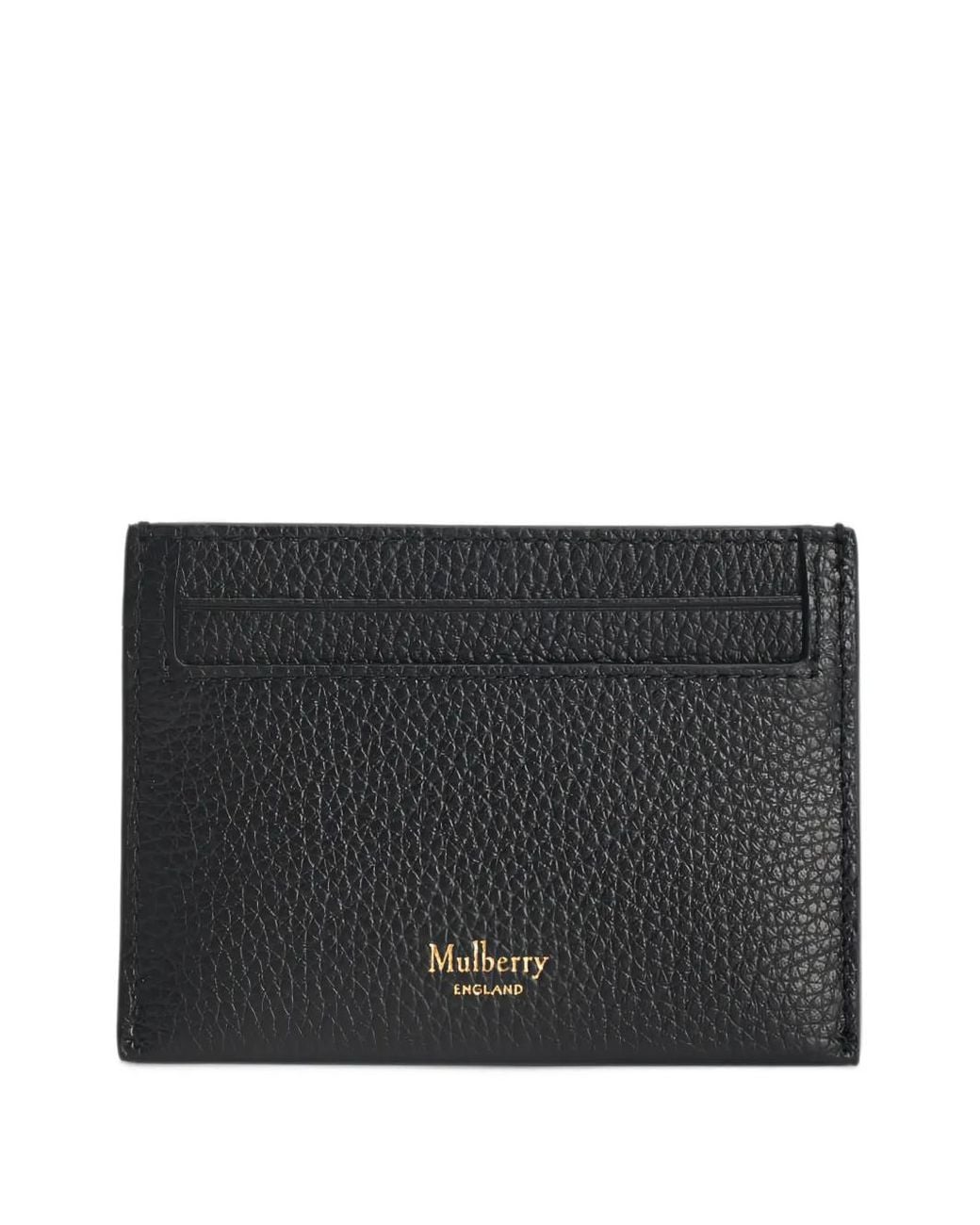 Mulberry Black Small Logo-Print Grained Leather Card Holder