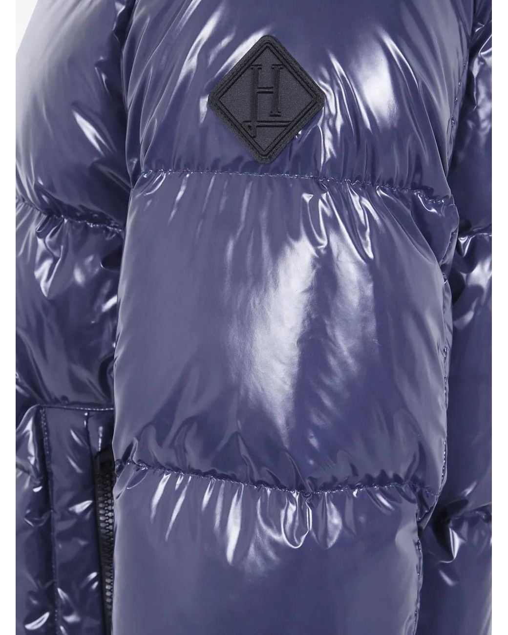 Herno Blue Logo-Patch Padded Jacket for men