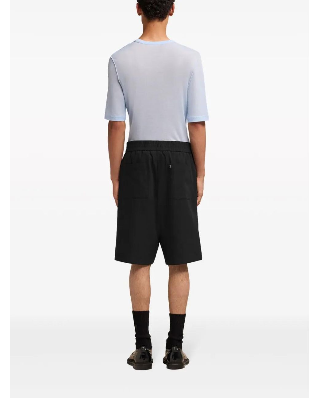 AMI Black Elasticated Waist Bermuda Shorts for men