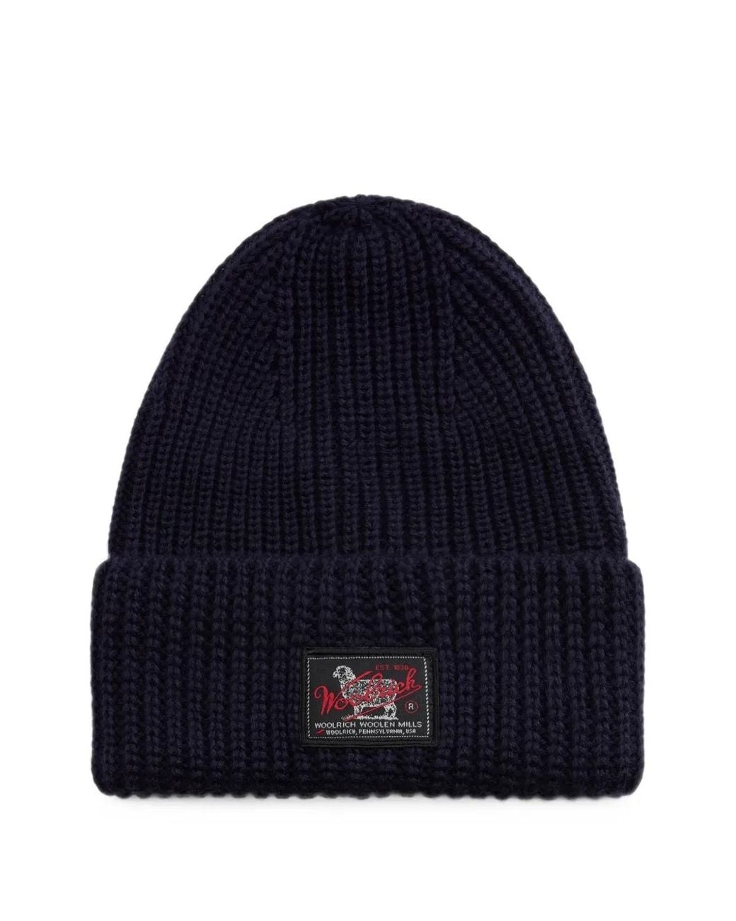 Woolrich Gerippte Beanie Mit Logo-Patch in Blue für Herren