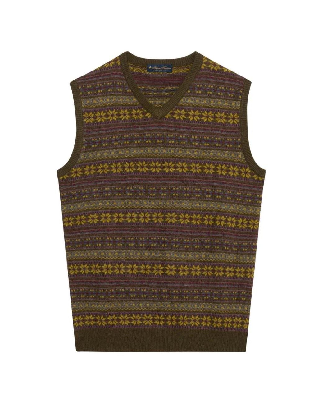 Brooks Brothers Brown Fair Isle Wool Vest for men