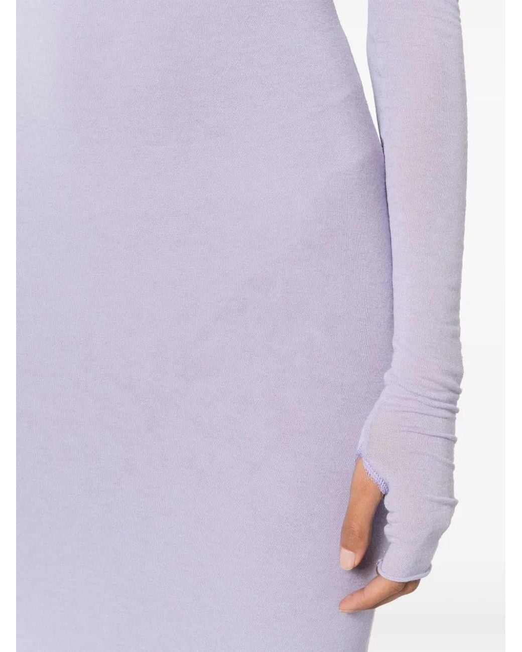 MANURI Purple Off-Shoulder Fine-Knit Dress