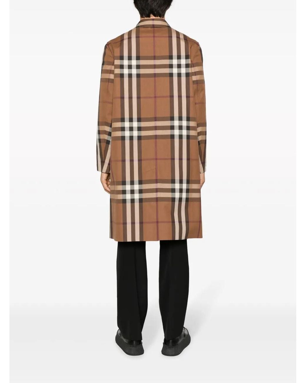 Burberry Brown Vintage Check-Pattern Cotton Coat for men