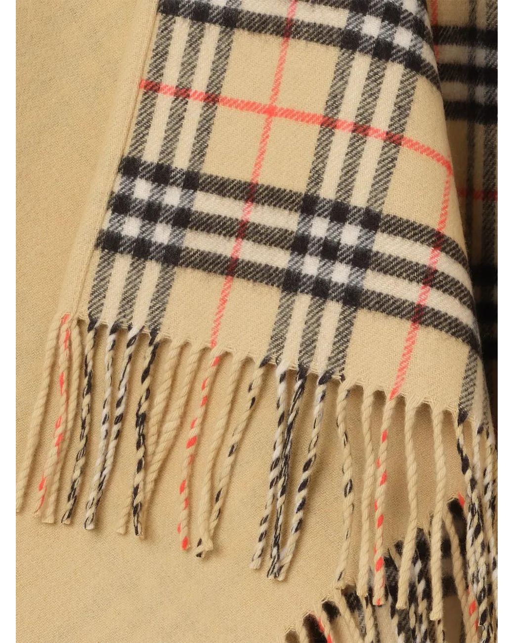 Burberry Natural Reversible Check Wool Cape