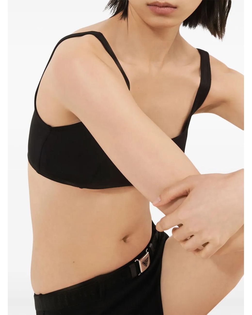 Prada Black Interlock Fabric Bikini Bottom
