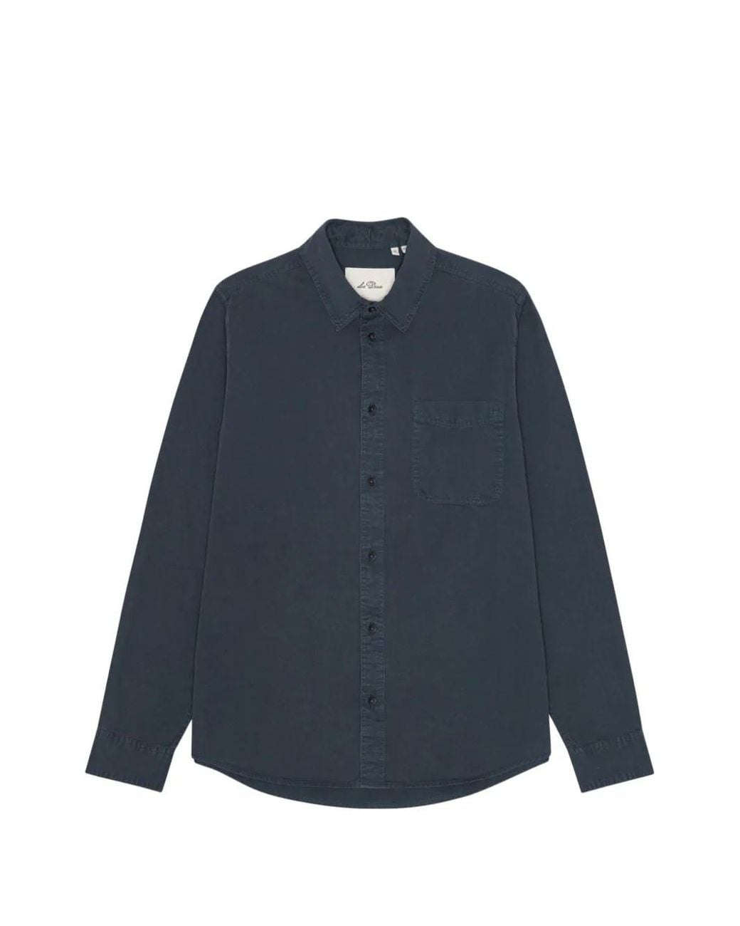 Les Deux Blue Garment-Dyed Chest-Pocket Shirt for men