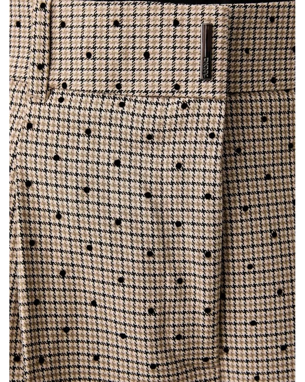 DKNY Natural Houndstooth-Pattern Polka-Dot Trousers