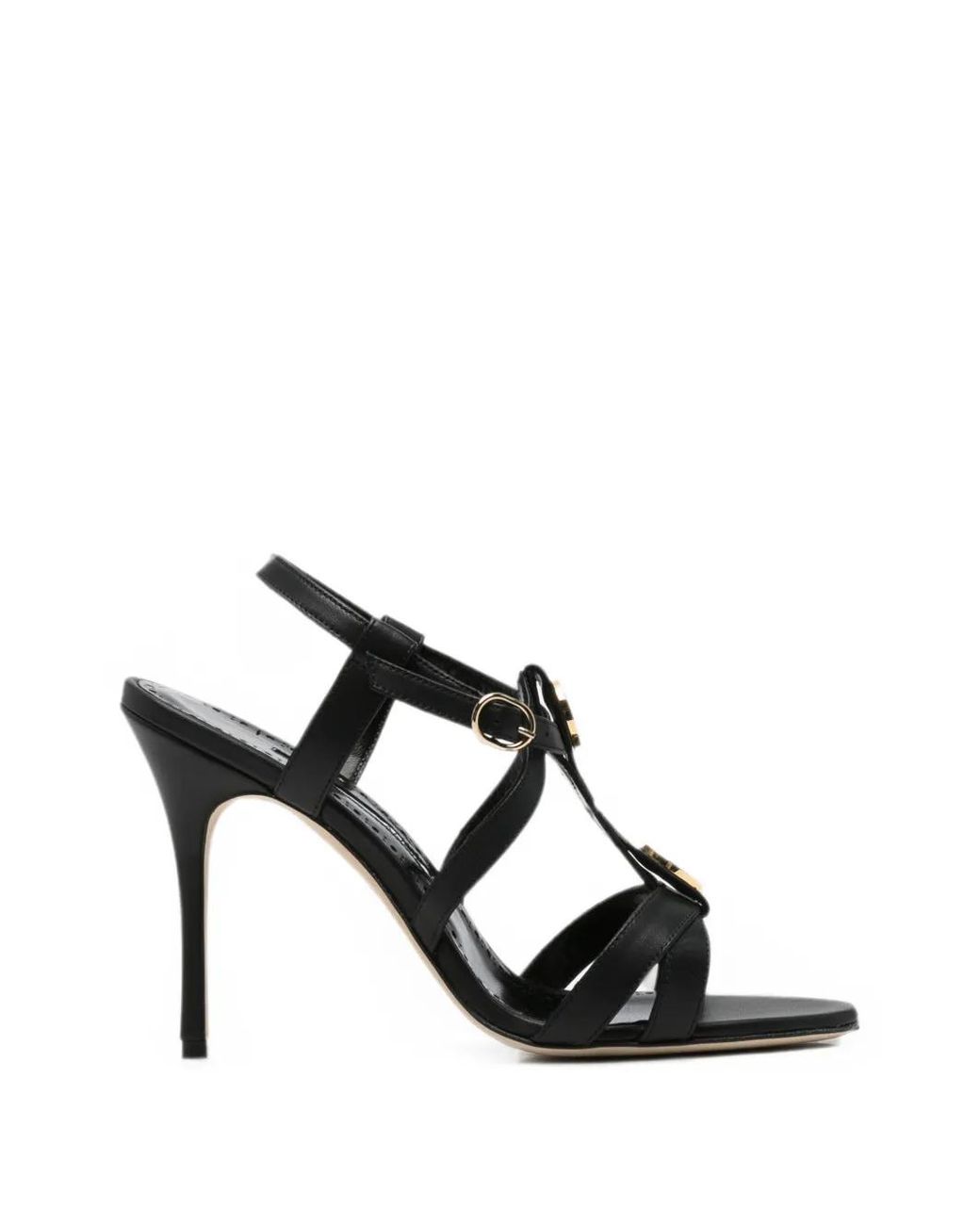 Manolo Blahnik Black Giza Disc-Embellished Sandals