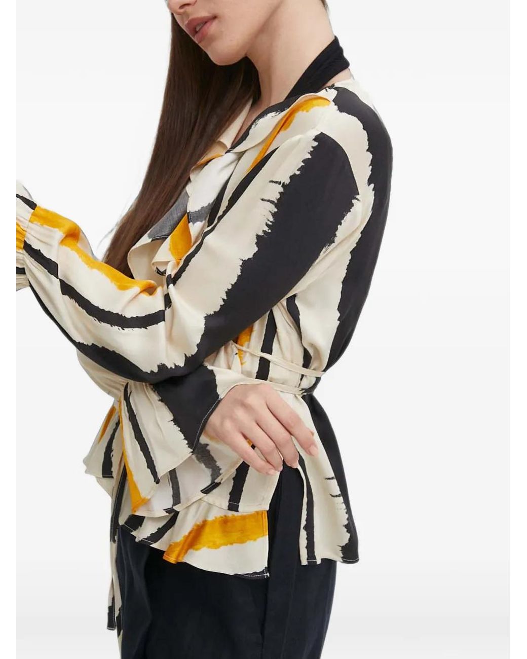 Sisley Natural Ruffled Wrap Blouse