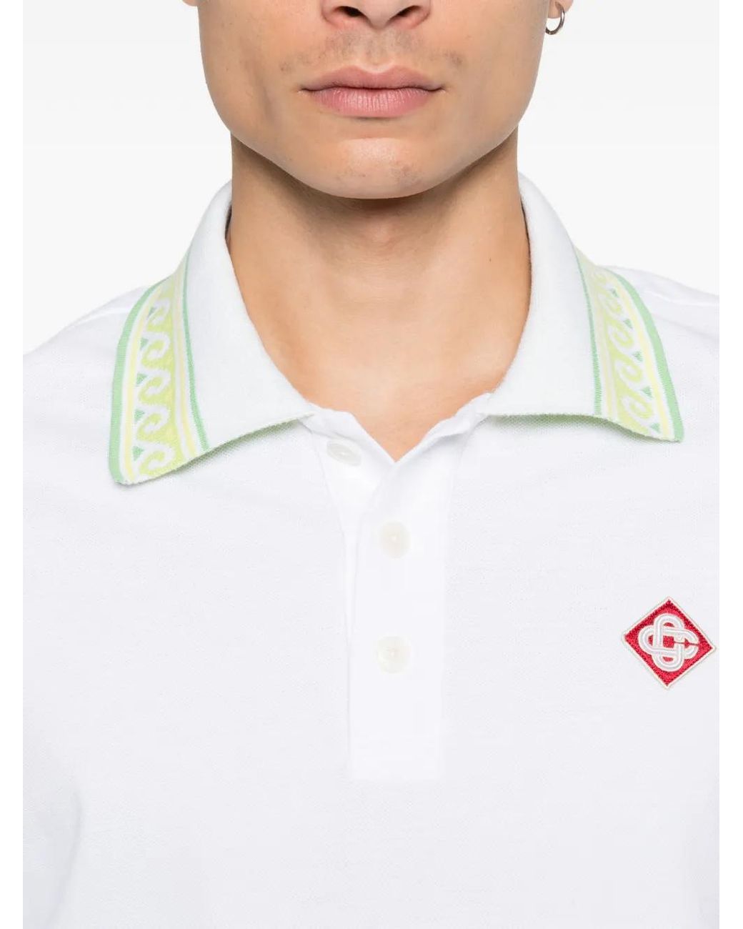Casablanca White Textured Pique Polo For for men