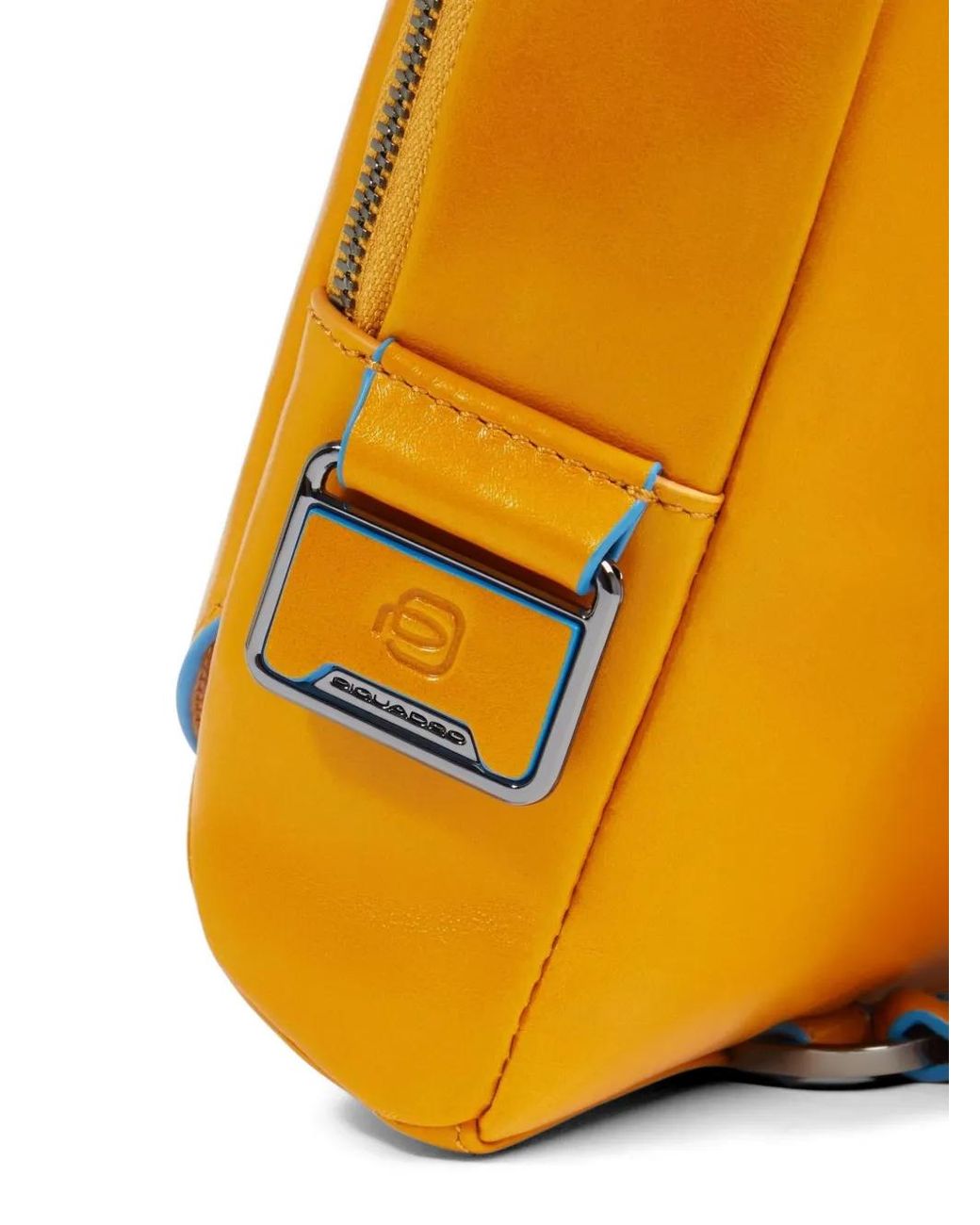 Piquadro Yellow Logo-Detail Leather Crossbody Bag