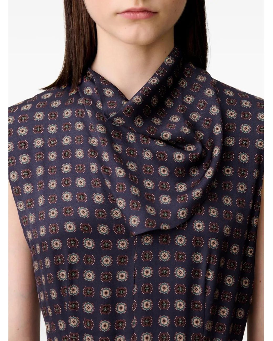 Claudie Pierlot Purple Flowy Scarf Neck Dress