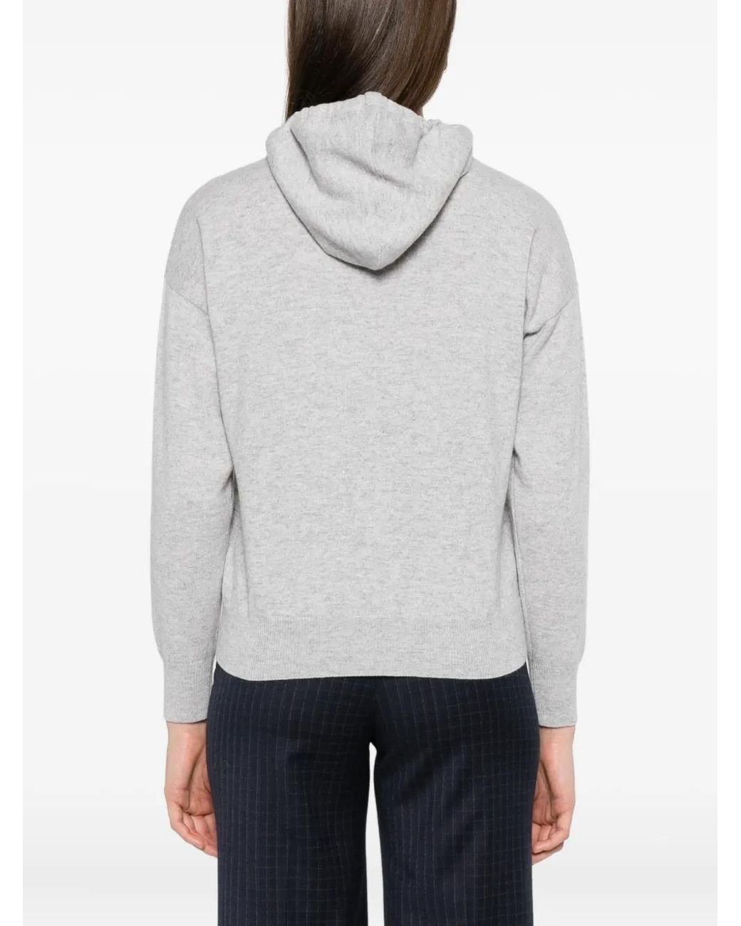 Peserico Gray Embellished-Detail Hoodie